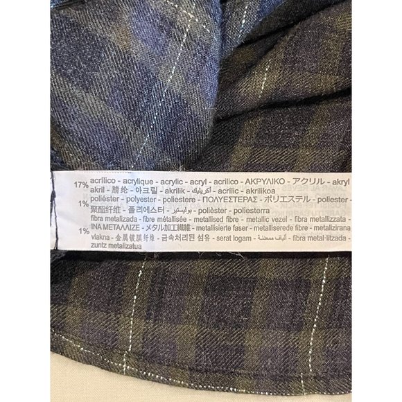 Zara Woman Checked Metallic Thread Dress Flowing Long Sleeve Green Size X Small - Picture 6 of 7